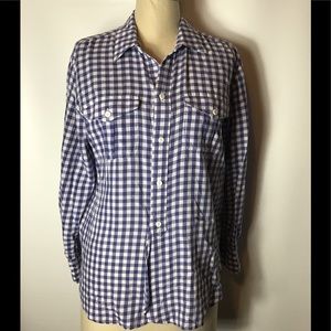 Madewell women’s button up plaid cotton blouse size small
